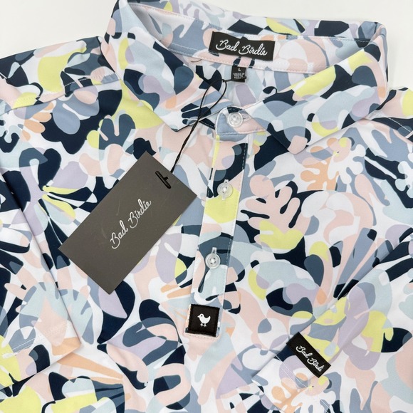 Bad Birdie Other - Bad Birdie Men's Core Polo Savannah Swing Large Abstract Floral Short Sleeve NEW